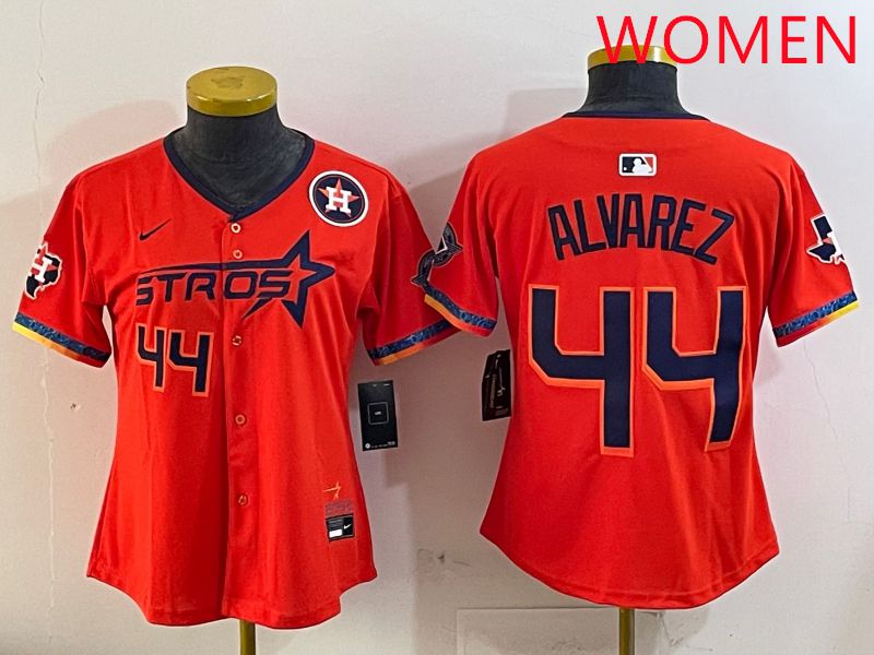 Women Houston Astros #44 Alvarez Orange Fourth generation Joint Name Nike 2025 MLB Jersey style 5->youth mlb jersey->Youth Jersey